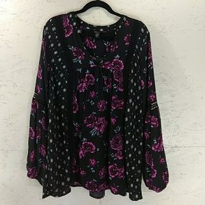 Torrid floral pink vrochet inset tunic